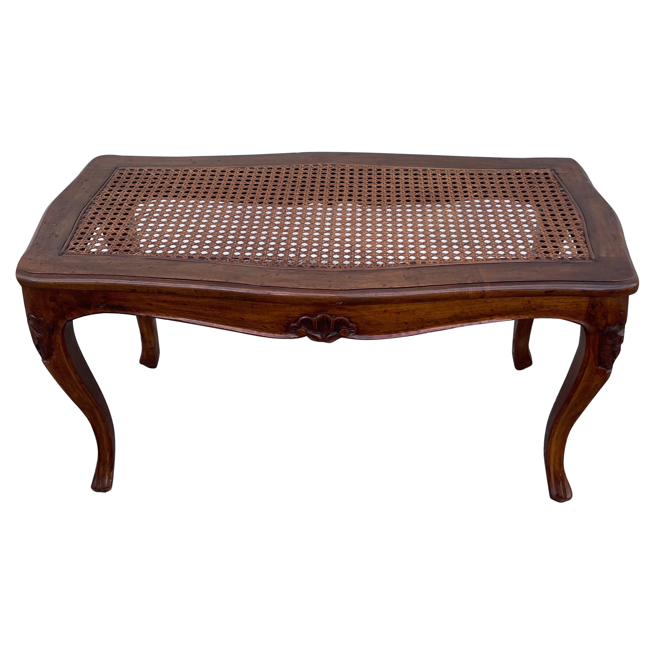 Louis XV Style Caned Seat Bench