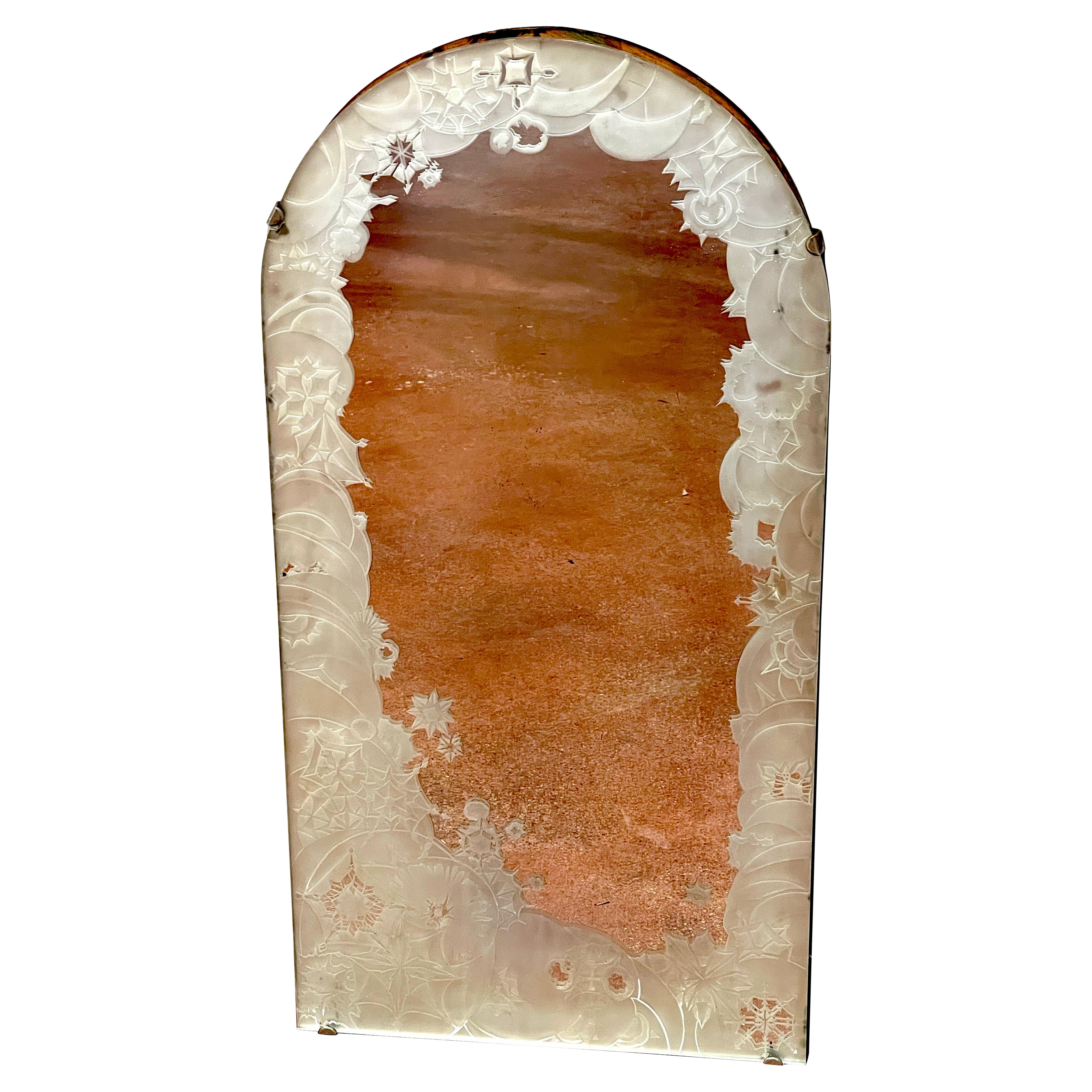 Sumptuous & Fantastical French Art Deco Engraved Floral Mirror