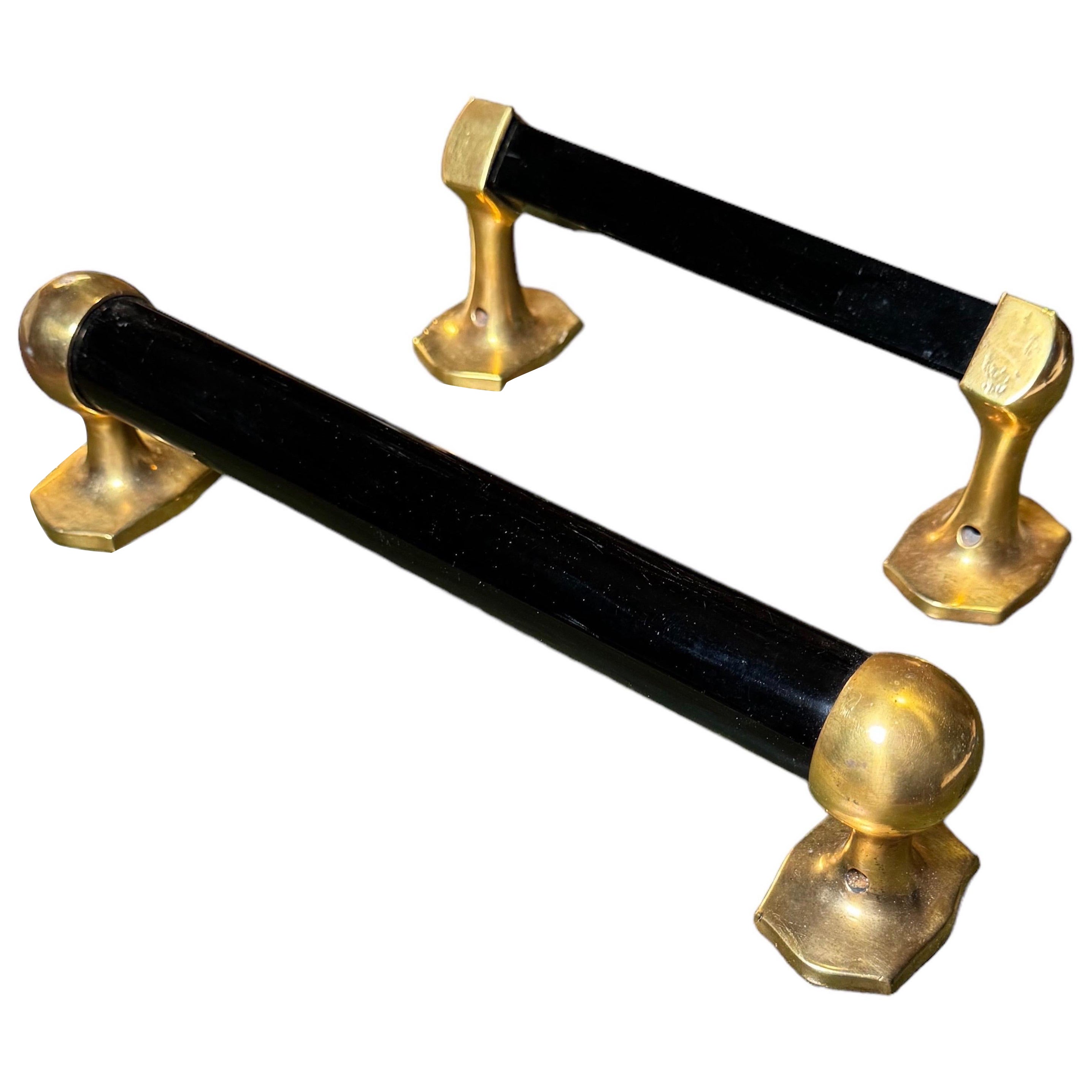 2 Porte-serviettes en verre doré-bronze et noir