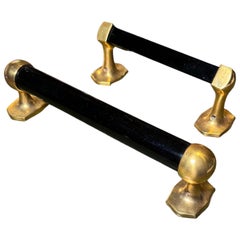 2 Porte-serviettes en verre doré-bronze et noir
