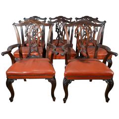 Set of Eight Chippendale Design Mahogany Dining Chairs
