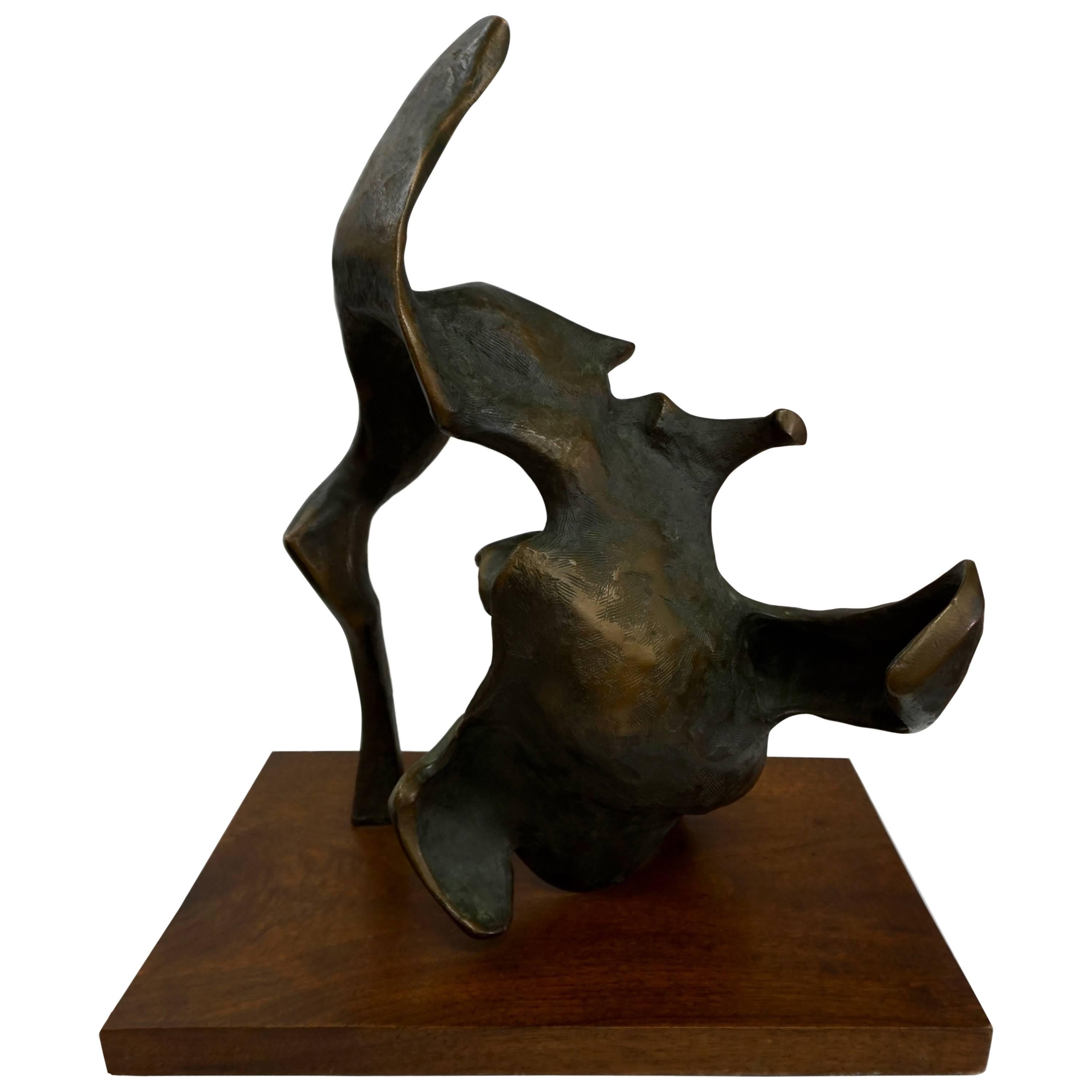 Abstract Brutalist Bronze Sculpture