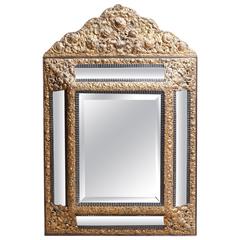 Antique Pier Mirror with Fine Pressed Gilt Tole, Dutch, Circa 1870