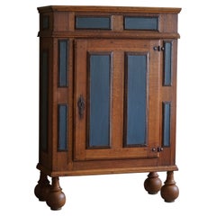 18th Century Antique Baroque Cabinet in Oak, Wabi Sabi, Handcrafted in Sweden