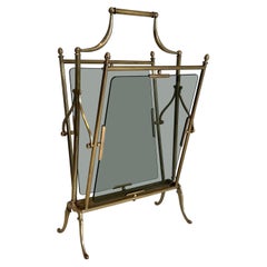 Portariviste in ottone e vetro bluastro in stile neoclassico, Maison Jansen