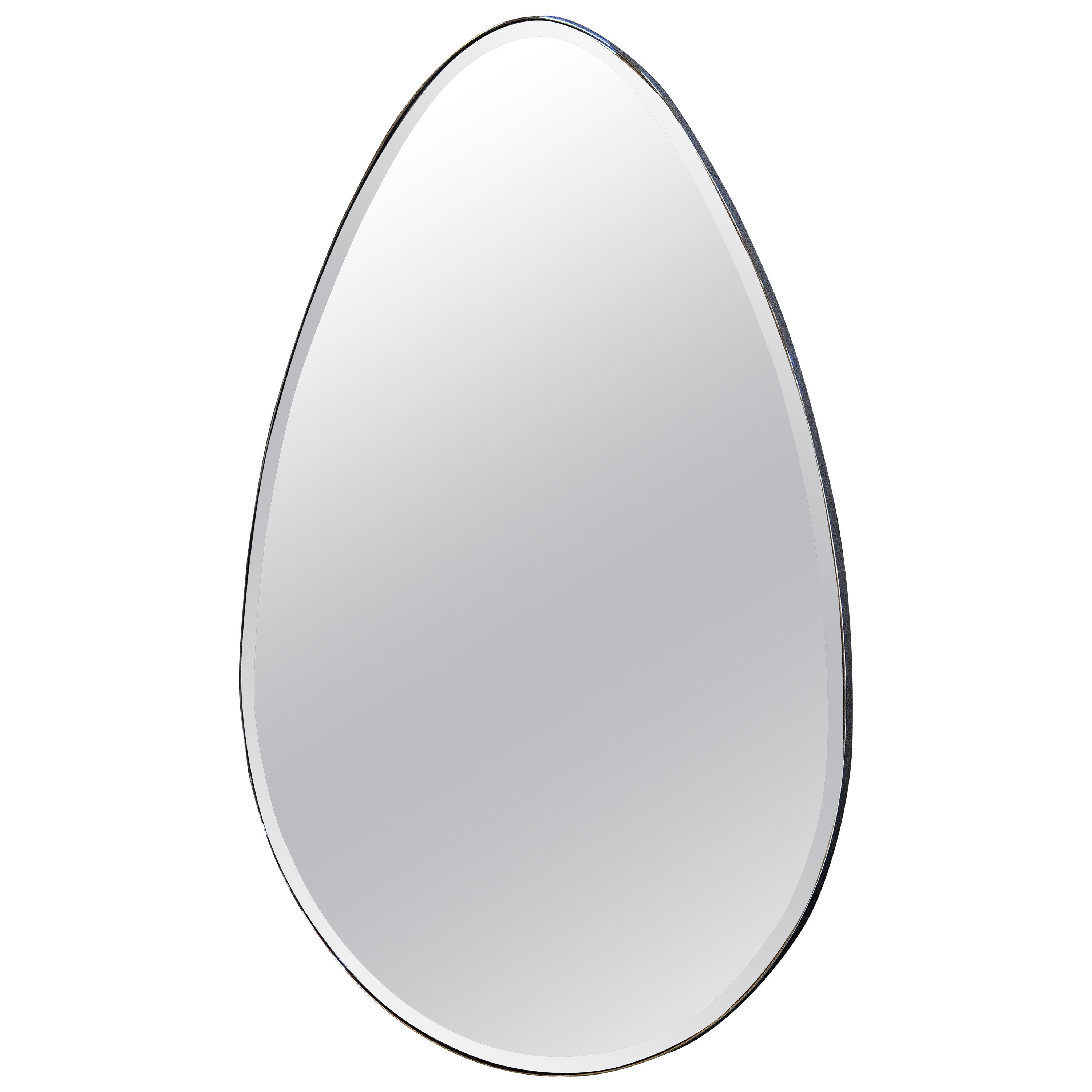 Miroir mural en forme d'œuf fait main - Acier inoxydable poli - Petit - Prêt à être expédié