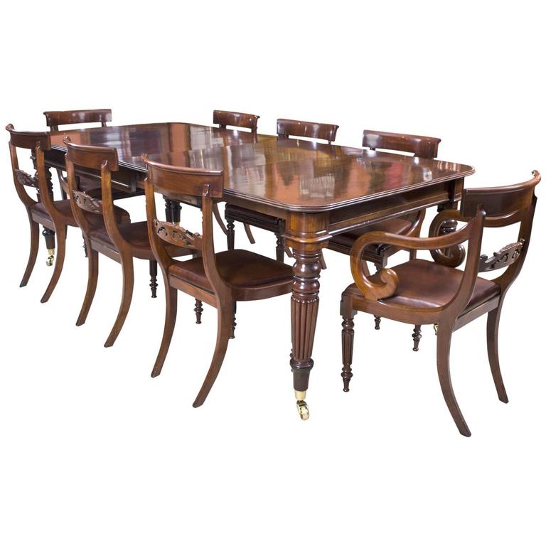 Antique Regency Mahogany Dining Table Eight Regency Chairs at 1stDibs
