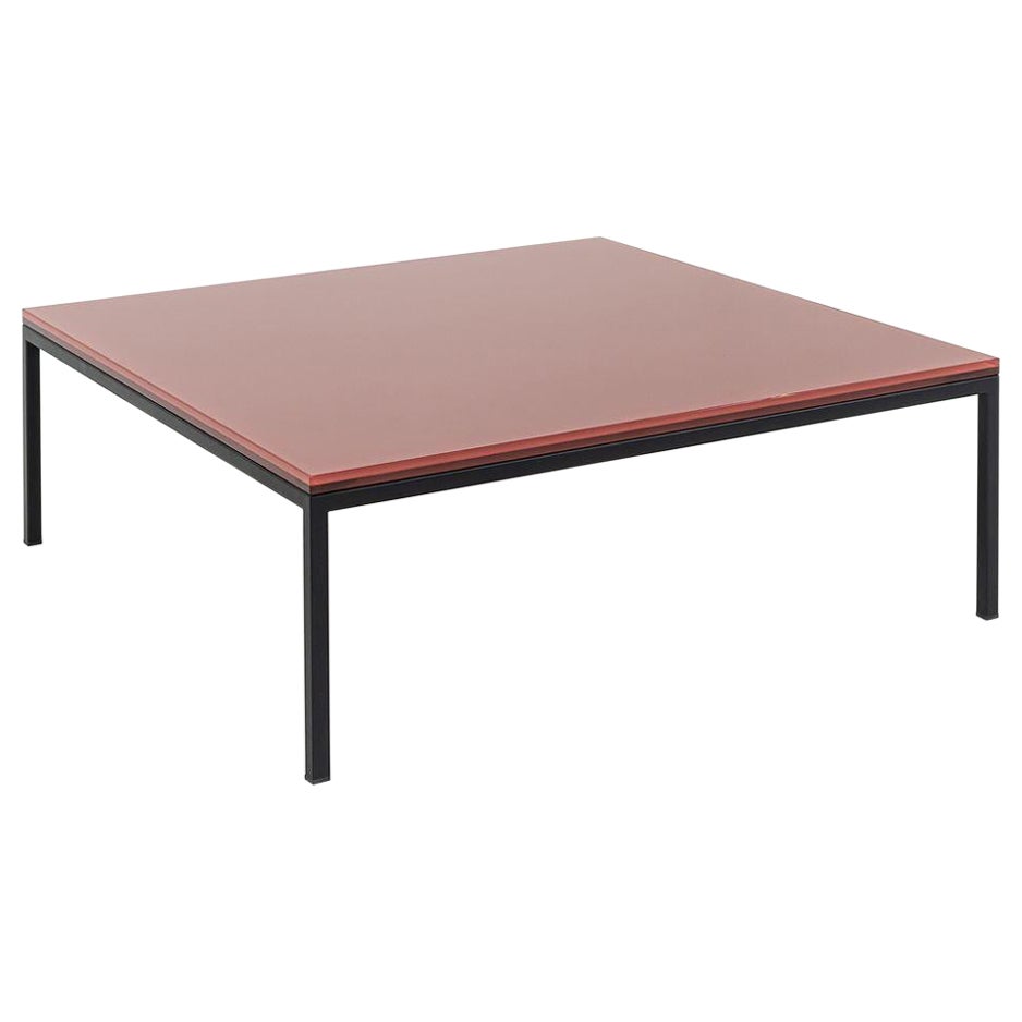 2023 Annabel Karim Kassar for Moroso Nana Table 90x90x32 3009 Oxide Red & Black For Sale