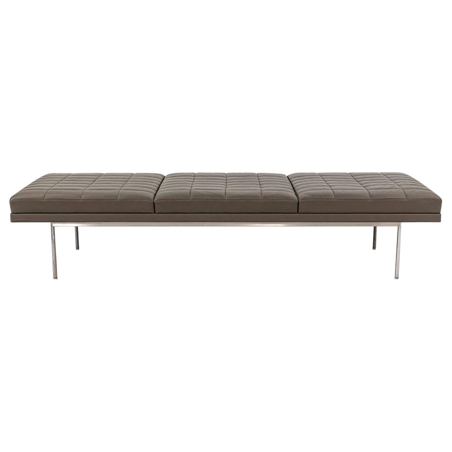 2010s BassamFellows for Geiger Herman Miller Brown Leather 3 Seat Tuxedo Bench