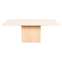 Modern Italian Travertine Pedestal Dining Table, Circa 1970s