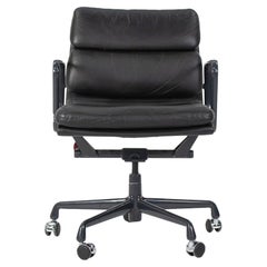 1998 Eames Aluminio Grupo Suave Almohadilla Gestión Silla Escritorio Cuero Negro 2x Disponible
