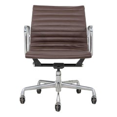 2010s Herman Miller Eames Aluminum Management Desk Chair in Dark Brown Leather
