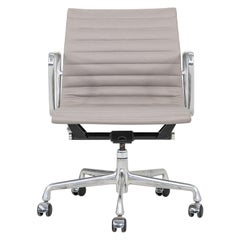2010s Herman Miller Eames Aluminum Management Desk Chair Grey Leather 3x Avail