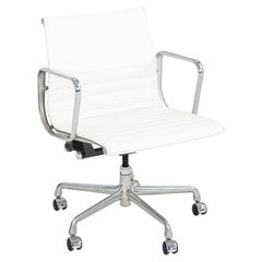 2010s Herman Miller Eames Aluminum Management Desk Chair Light White Naugahyde