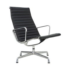 2012 Herman Miller Eames Aluminum Group Black Leather Lounge Chair 4x Available