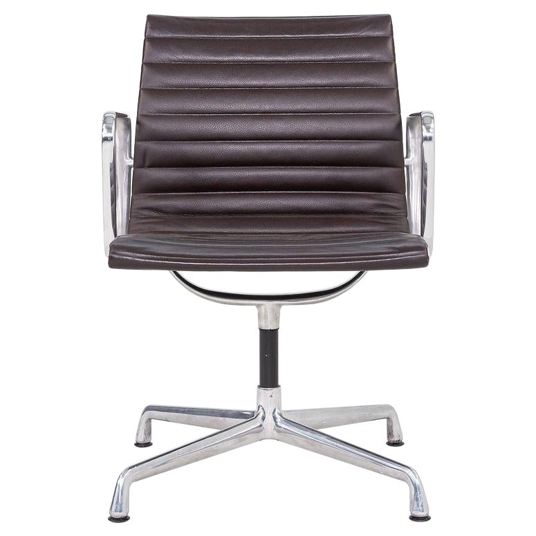 2012 Herman Miller Eames Aluminum Group Side Desk Chair Brown Leather 12+ Avail
