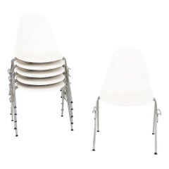 2015 Herman Miller Stacking Eames Plastic Dining Shell Chairs in White 10x Avail