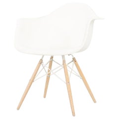 2018 Herman Miller Eames Plastic Arm Shell Chair in White with Beech Eiffel Base