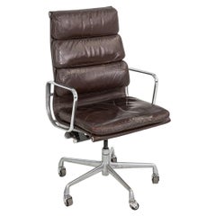 1984 Herman Miller Eames Soft Pad Schreibtischstuhl Brown Leder Stoffrücken