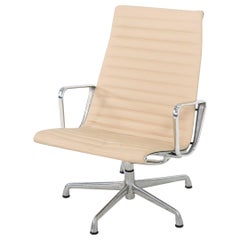 1996 Herman Miller Eames Aluminum Group Lounge Chair in Tan Leather Antler Base