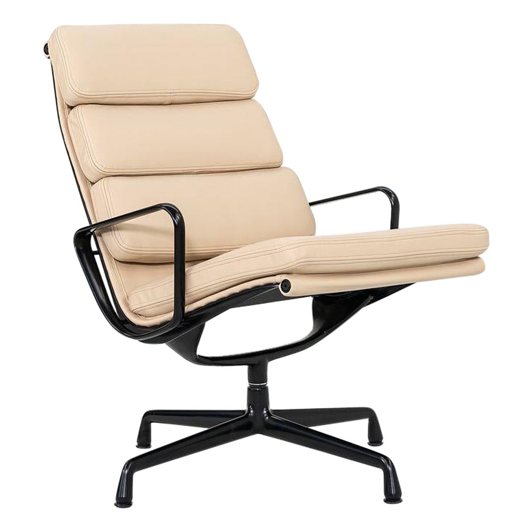 2010s Herman Miller Eames Soft Pad Lounge Chair with Black Frame and Tan Leather