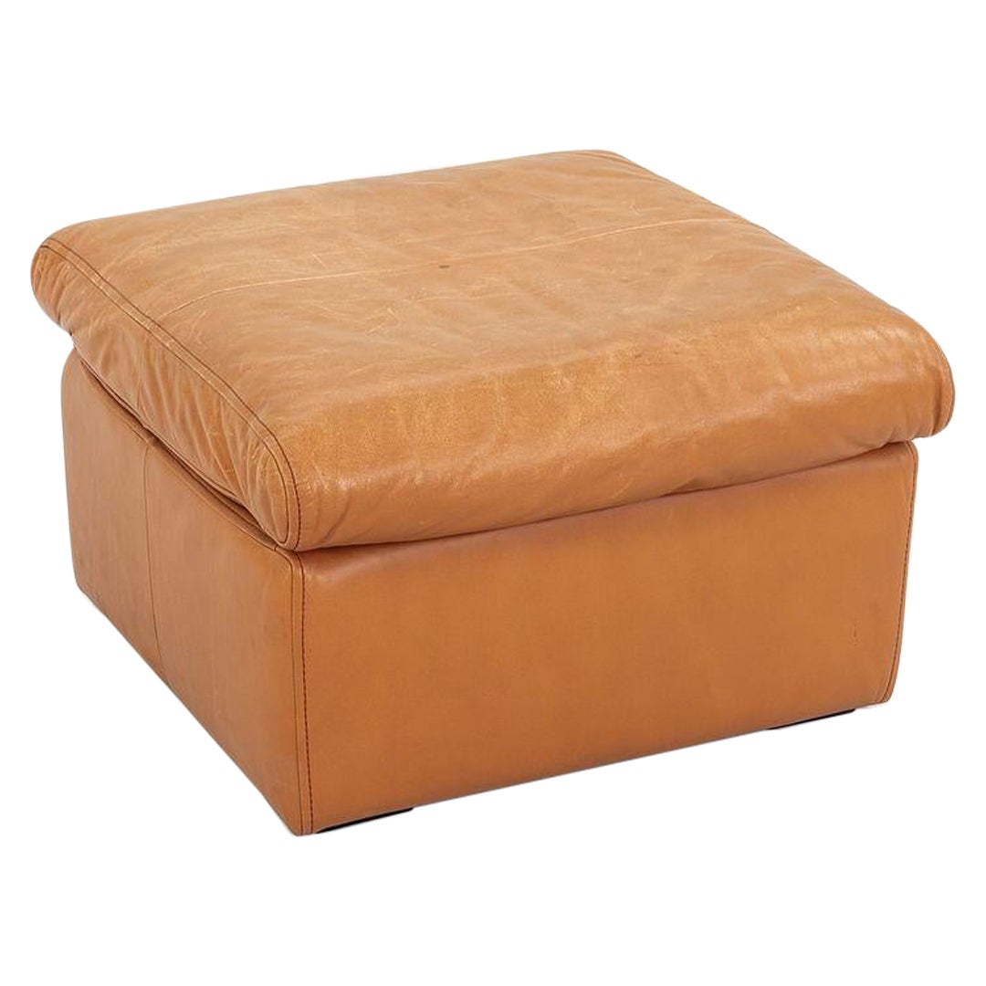 C. 1970s Cy Mann Designer's Collection Ottoman in Cognac Leather 26x26 inches