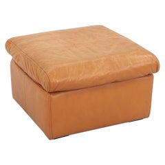 C. 1970s Cy Mann Designer's Collection Ottoman in Cognac Leather 26x26 inches