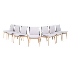 2023 Set of 7 EOO4 Dining Chairs by EOOS for Carl Hansen Blue Fabric and Oak