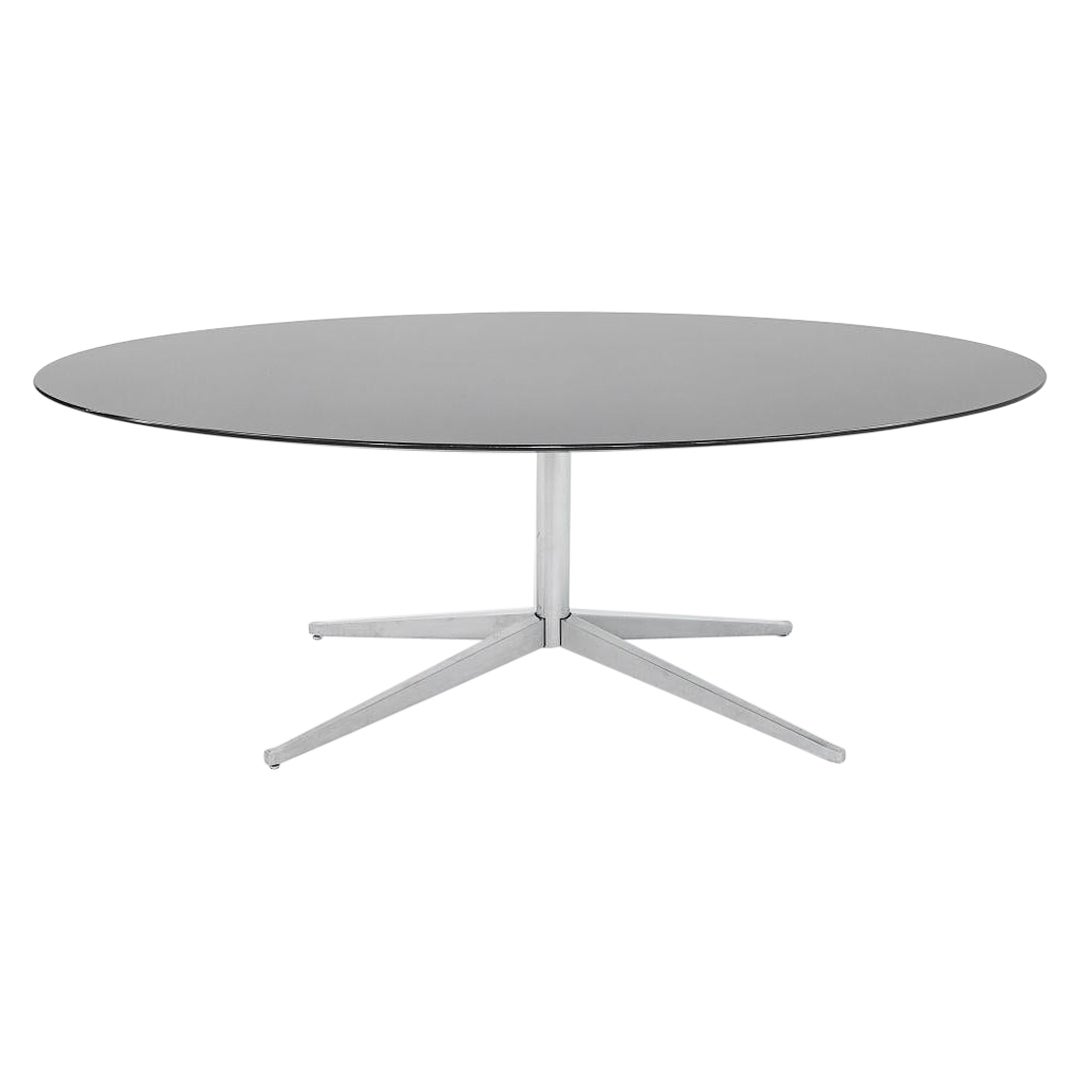 2019 Florence Knoll Polished Black Marble Dining Table w/ Chrome Base 78x48 inch