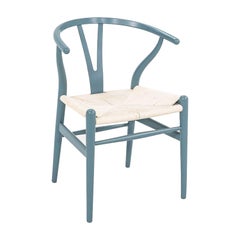 2021 Carl Hansen CH24 Wishbone Chair in Slate Blue Beech w/ White Papercord Seat
