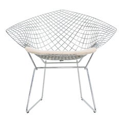 2013 Harry Bertoia for Knoll Small Diamond Lounge Chair in Chrome w/ Fabric Seat