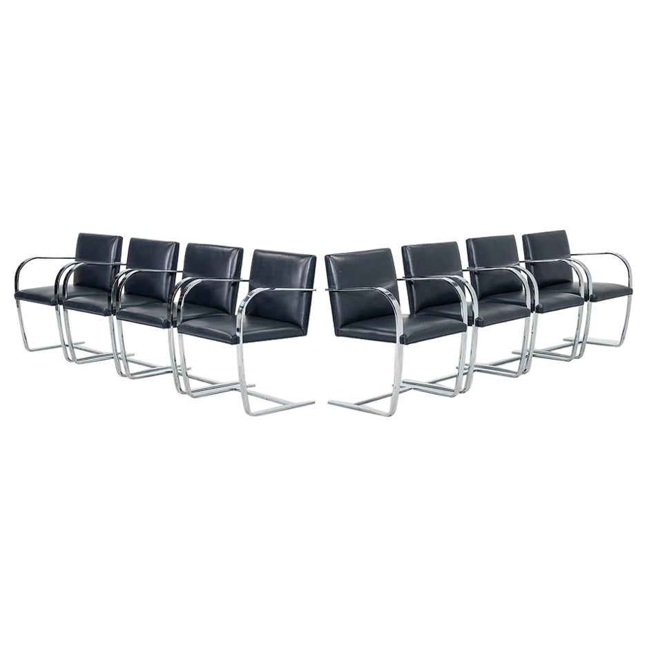 2000s Mies Van Der Rohe for Knoll Brno Chairs in Dark Blue Leather 12+ Available