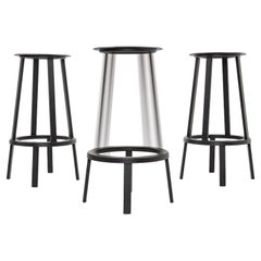2010s Hay Revolver Bar Stools Leon Ransmeier in Black Steel / Aluminum 6x Avail