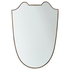 Designer italien, miroir mural, laiton, Italie, années 1940