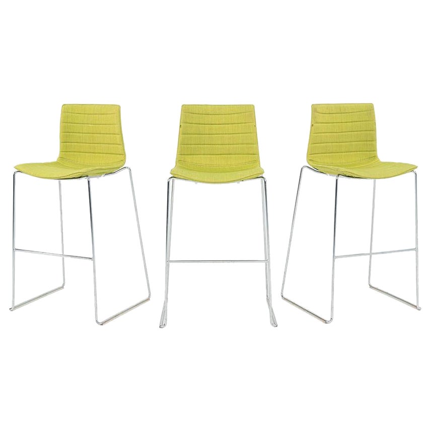 2010s Lievore Altherr Molina Arper Catifa 46 Bar Stool in Green Fabric 3x Avail
