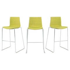 2010s Lievore Altherr Molina Arper Catifa 46 Bar Stool in Green Fabric 3x Avail