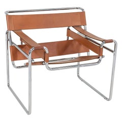 C. 1960s Wassily Lounge Chair by Marcel Breuer for Thonet Cognac Leather No. B3
