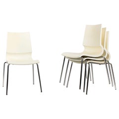 2000s Set of Four Knoll Gigi Chairs by Marco Maran White Fiberglass Shell Seat
