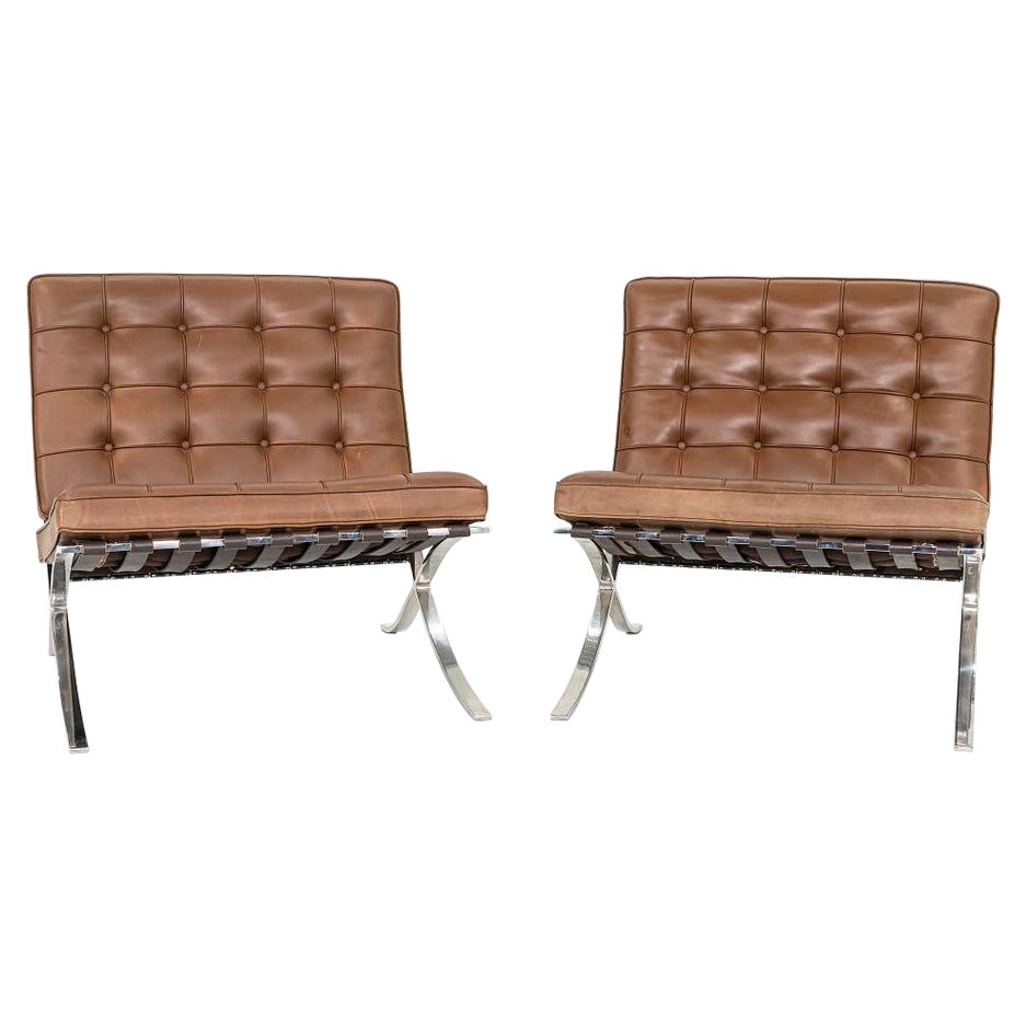 1990 Knoll Barcelona Lounge Chairs by Mies van der Rohe Model 250LS 4x Available
