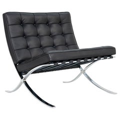 2010s Mies van der Rohe for Knoll Barcelona Lounge Chairs Black Leather 3x Avail