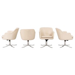 2009 Nicos Zographos Alpha Bucket Dining Arm Chairs Pelle e Inox 4x Disponibile