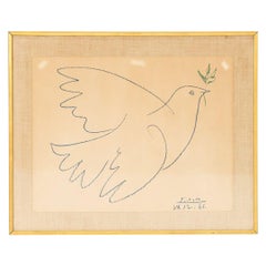 1961 Original Pablo Picasso La Colombe Bleue Lithograph 26x32 inches from France