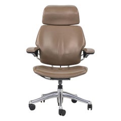 2000s Niels Diffrient for Humanscale Freedom Desk Chair in Dark Tan Leather