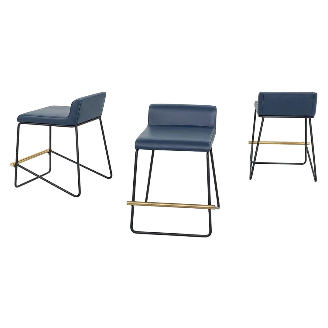 2021 Reza Feiz for Phase Design Kickstand Low Counter Stool in Blue 9x Available