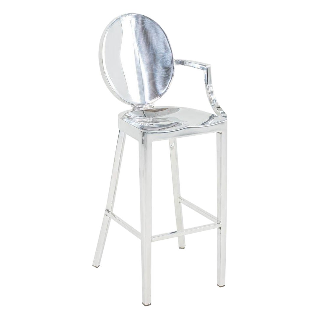 2010 One Armed Polished Aluminum Kong Bar Stool by Philippe Starck for Emeco