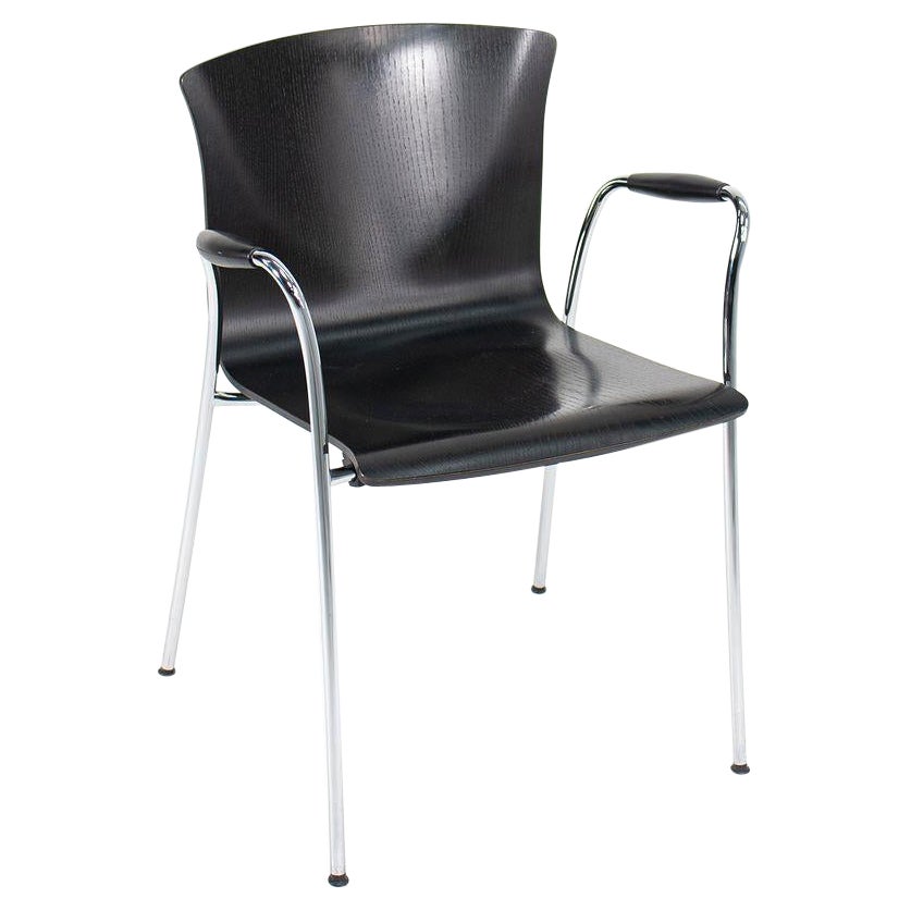 2000s Conjunto de tres sillones Vico Magistretti para DePadova "Cirene" Madera ebonizada