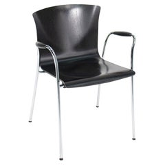 2000s Conjunto de tres sillones Vico Magistretti para DePadova "Cirene" Madera ebonizada