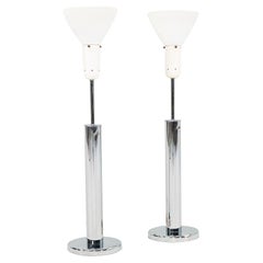 Paire de lampes de table chromées Skyscraper de Walter Von Nessen pour Nessen Studios, années 1960