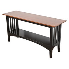 Arts and Crafts Shaker Cherry Wood and Ebonized Console Table