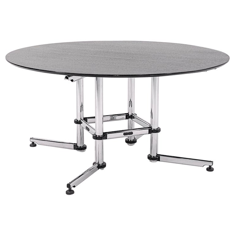 2005 USM Haller Kitos 59 Inch Ebonized Oak Wood Round Dining / Conference Table